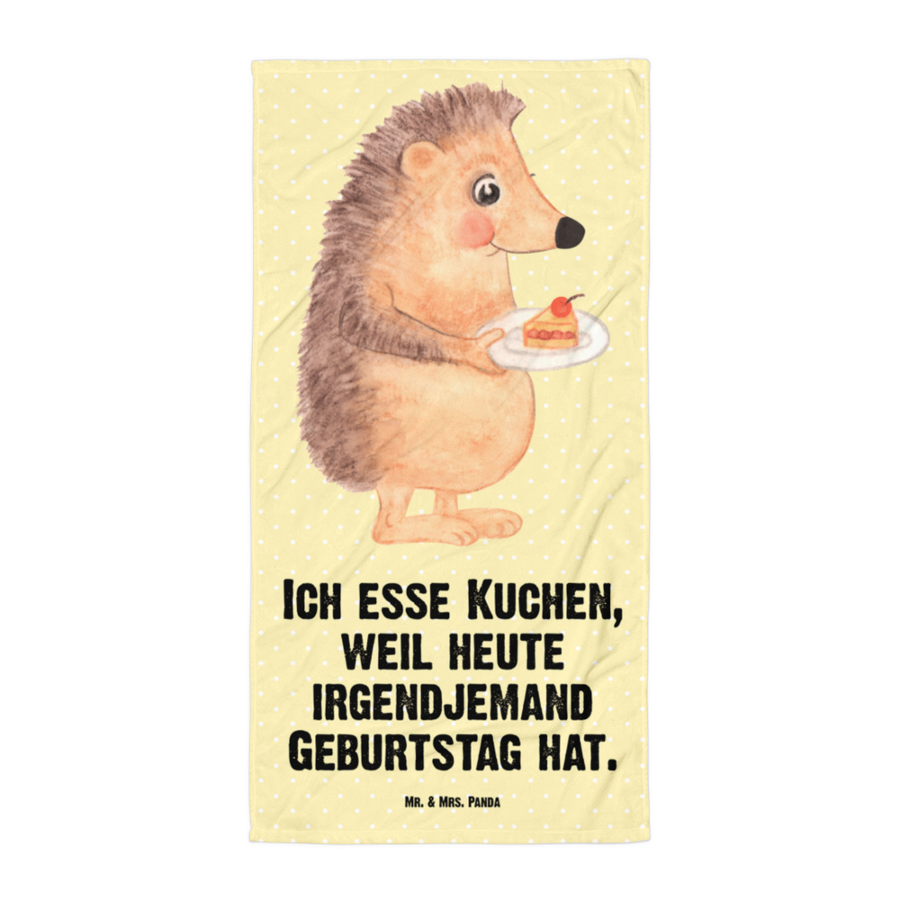 XL Badehandtuch Igel mit Kuchenstück Handtuch, Badetuch, Duschtuch, Strandtuch, Saunatuch, Tiermotive, Gute Laune, lustige Sprüche, Tiere, Igel, Essen Spruch, Kuchen, Backen Geschenk, Kuchen backen, Einladung Party, Geburtstagskuchen, Torte