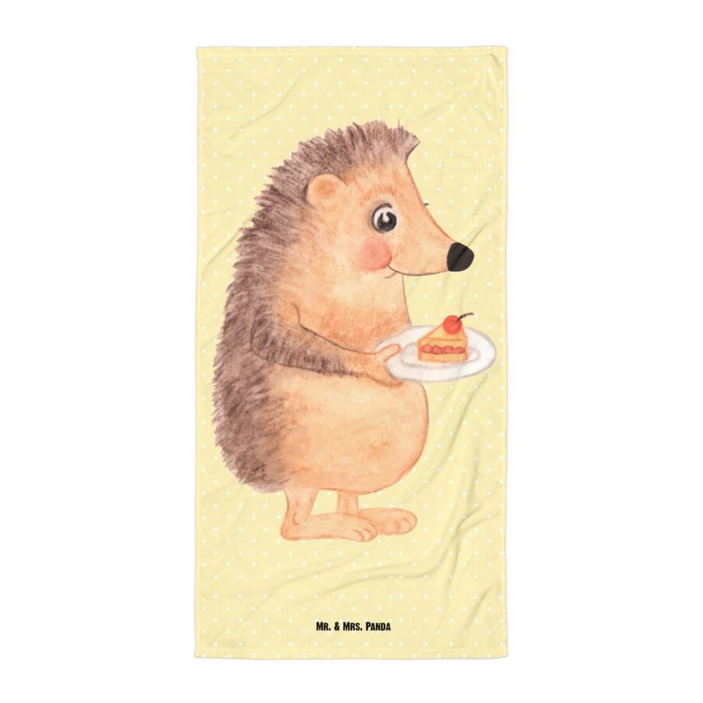 XL Badehandtuch Igel mit Kuchenstück Handtuch, Badetuch, Duschtuch, Strandtuch, Saunatuch, Tiermotive, Gute Laune, lustige Sprüche, Tiere, Igel, Essen Spruch, Kuchen, Backen Geschenk, Kuchen backen, Einladung Party, Geburtstagskuchen, Torte