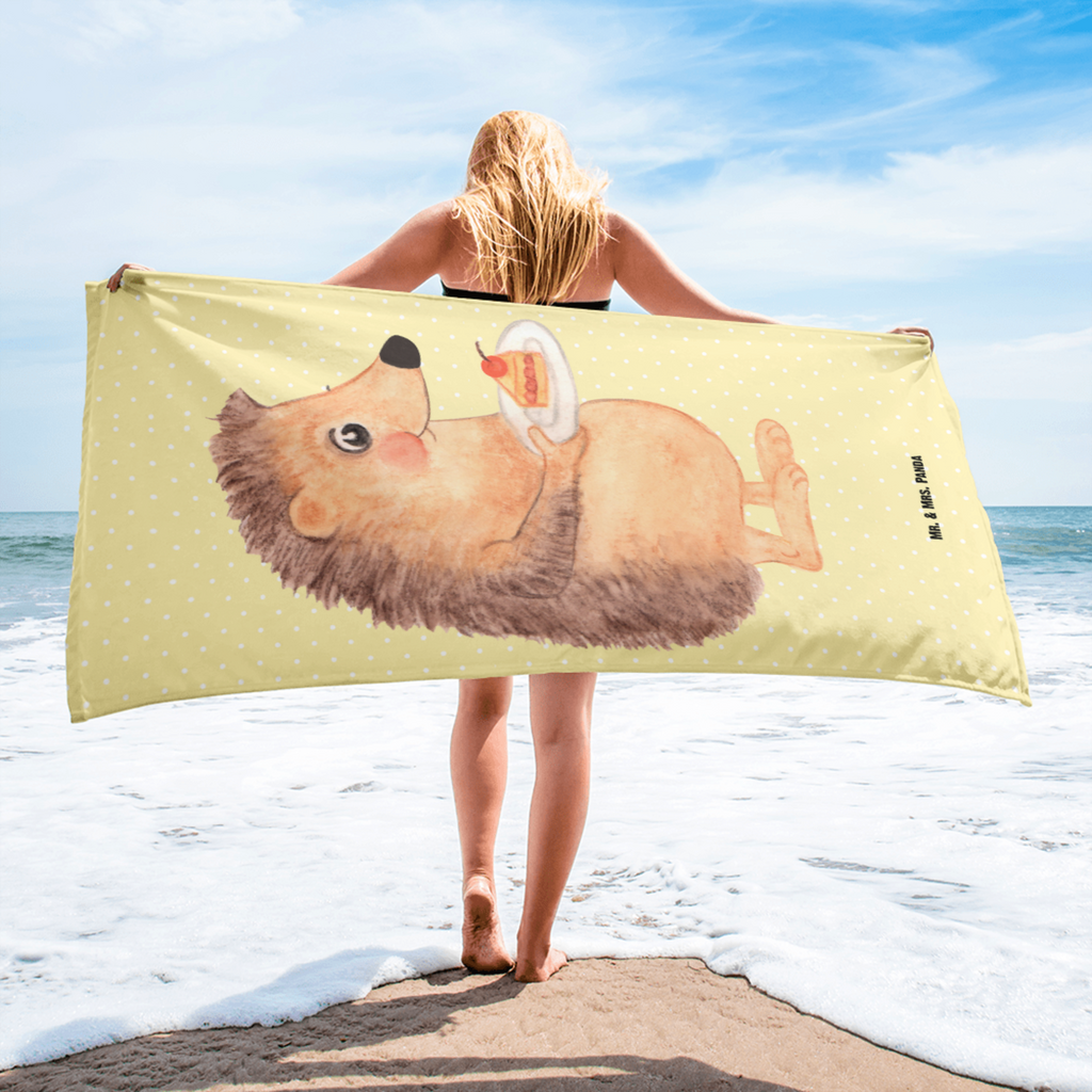 XL Badehandtuch Igel mit Kuchenstück Handtuch, Badetuch, Duschtuch, Strandtuch, Saunatuch, Tiermotive, Gute Laune, lustige Sprüche, Tiere, Igel, Essen Spruch, Kuchen, Backen Geschenk, Kuchen backen, Einladung Party, Geburtstagskuchen, Torte
