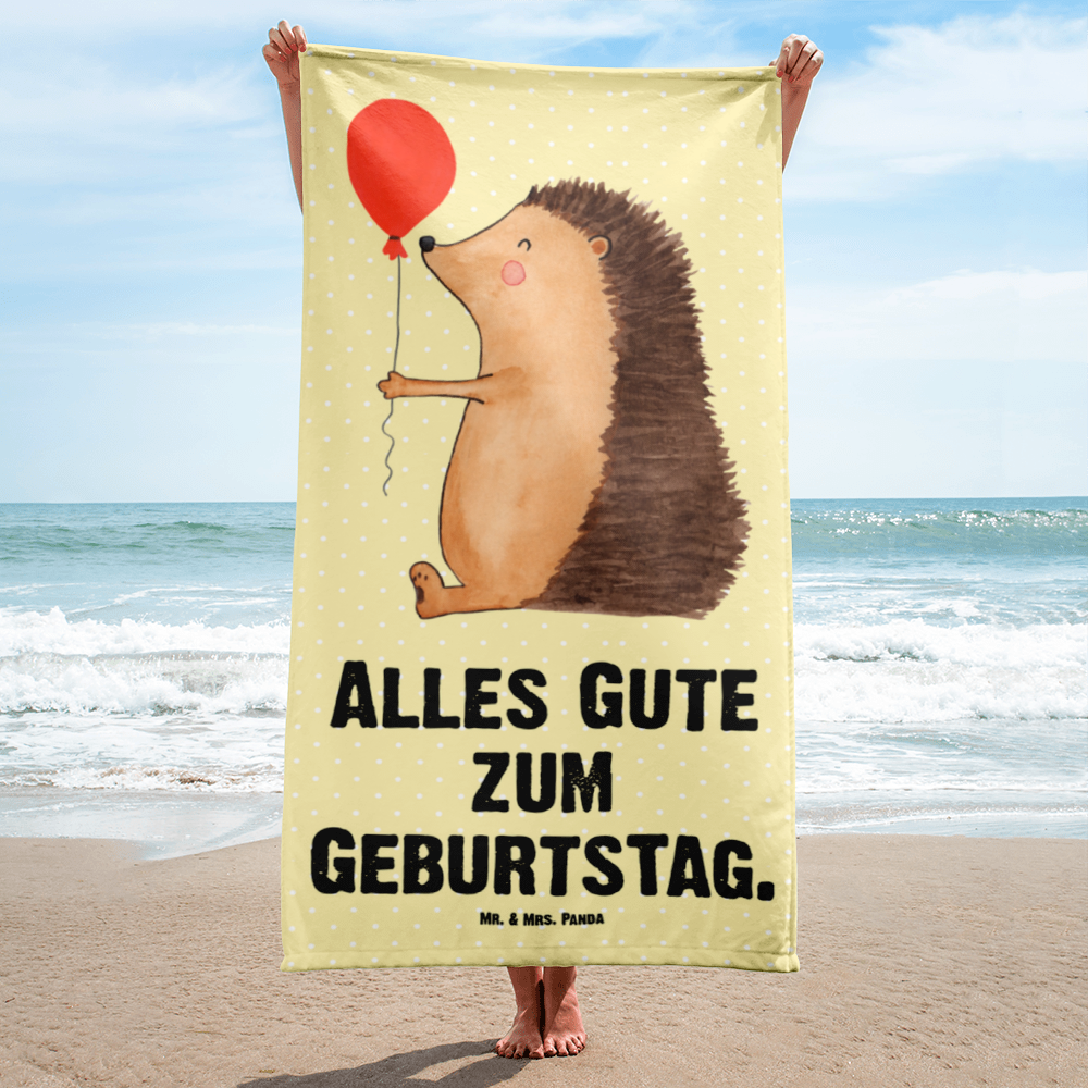 XL Badehandtuch Igel mit Luftballon Handtuch, Badetuch, Duschtuch, Strandtuch, Saunatuch, Tiermotive, Gute Laune, lustige Sprüche, Tiere, Igel, Geburtstag, Herzlichen Glückwunsch, Glückwunsch, Geburtstagskind, Ballon, Happy Birthday