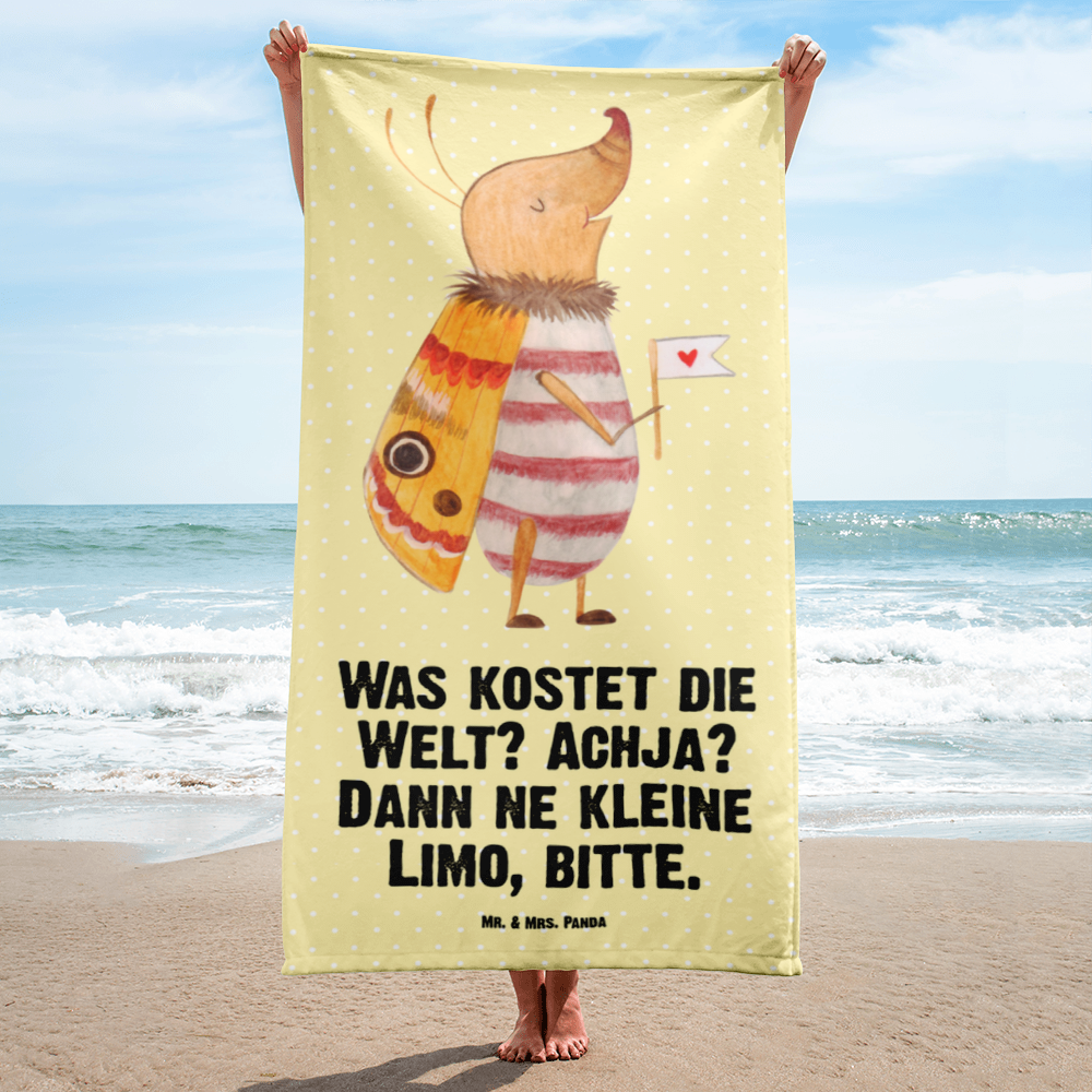 XL Badehandtuch Nachtfalter mit Fähnchen Handtuch, Badetuch, Duschtuch, Strandtuch, Saunatuch, Tiermotive, Gute Laune, lustige Sprüche, Tiere, Nachtfalter, Käfer, Spruch lustig, Spruch witzig, süß, niedlich, Küche Deko, Was kostet die Welt