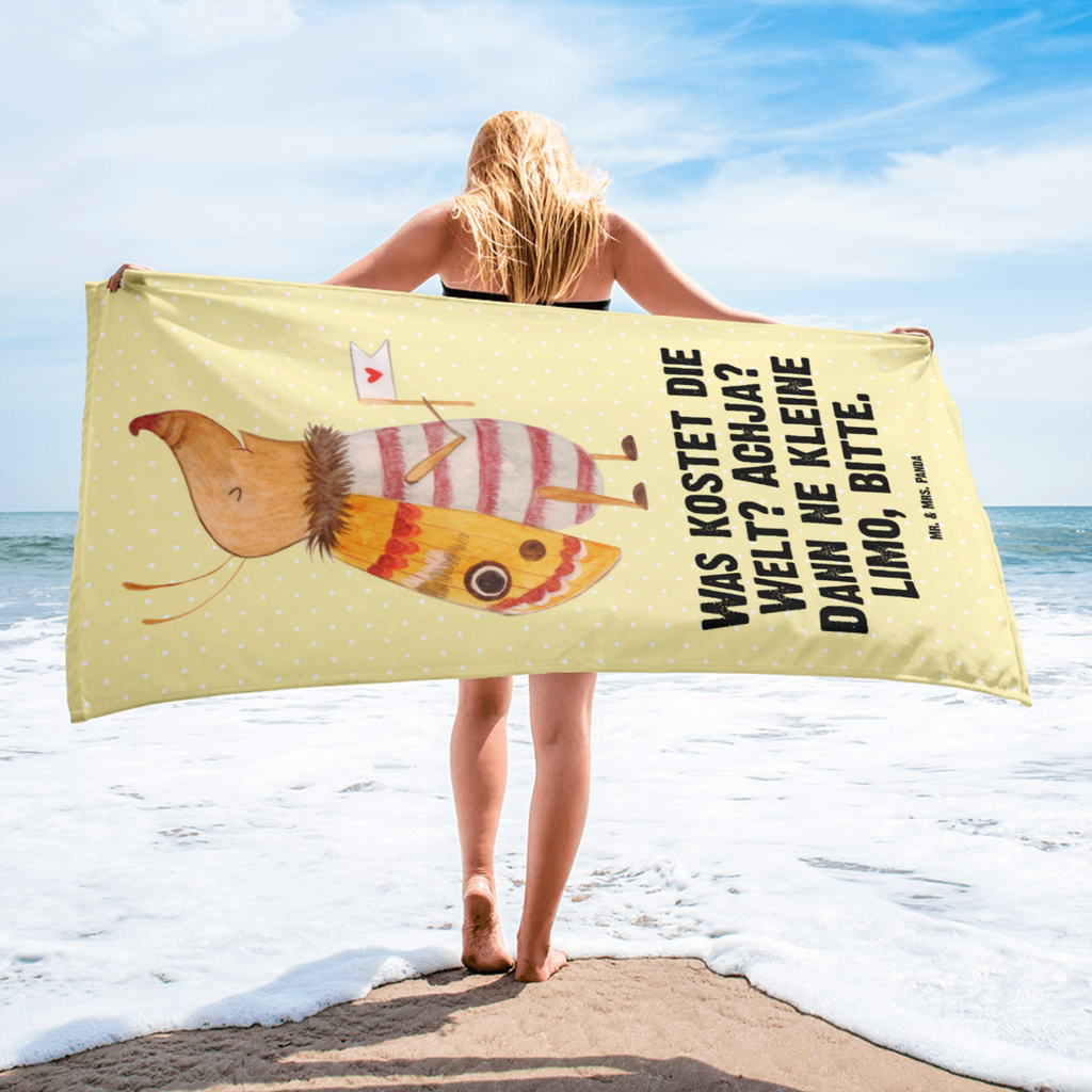 XL Badehandtuch Nachtfalter mit Fähnchen Handtuch, Badetuch, Duschtuch, Strandtuch, Saunatuch, Tiermotive, Gute Laune, lustige Sprüche, Tiere, Nachtfalter, Käfer, Spruch lustig, Spruch witzig, süß, niedlich, Küche Deko, Was kostet die Welt