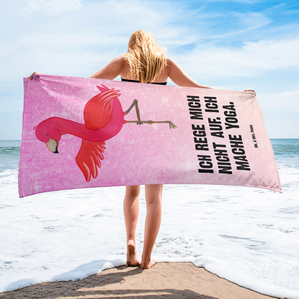 XL Badehandtuch Flamingo Yoga Handtuch, Badetuch, Duschtuch, Strandtuch, Saunatuch, Flamingo, Vogel, Yoga, Namaste, Achtsamkeit, Yoga-Übung, Entspannung, Ärger, Aufregen, Tiefenentspannung