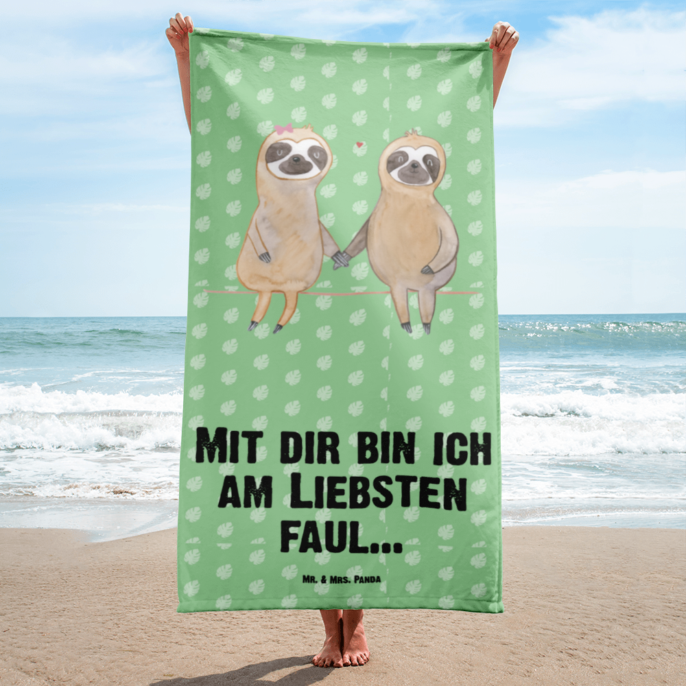 XL Badehandtuch Faultier Pärchen Handtuch, Badetuch, Duschtuch, Strandtuch, Saunatuch, Faultier, Faultier Geschenk, Faultier Deko, Faultiere, faul, Lieblingstier, Liebe, Liebespaar, Faultierliebe, Faultierpärchen, verliebt, verlobt, gemeinsam, relaxen, Pärchen, Beziehung, Langsamkeit