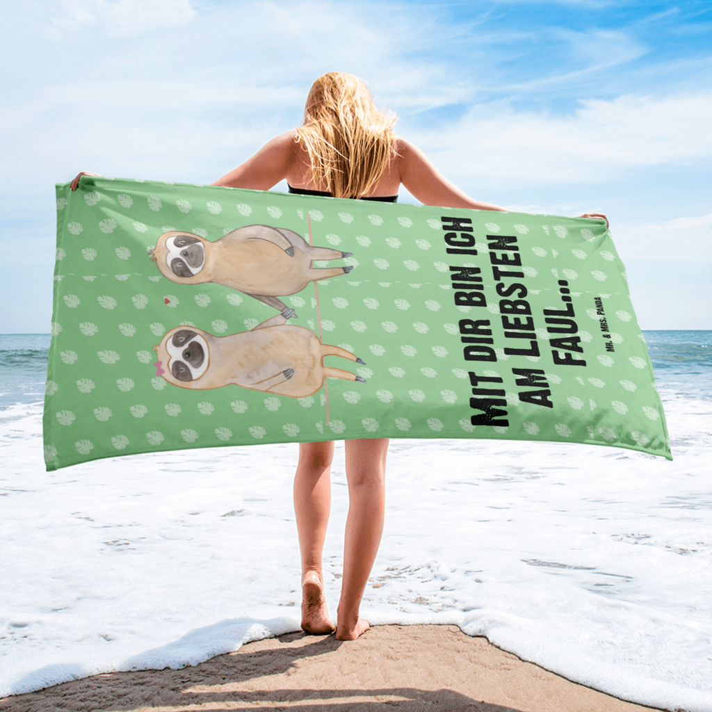 XL Badehandtuch Faultier Pärchen Handtuch, Badetuch, Duschtuch, Strandtuch, Saunatuch, Faultier, Faultier Geschenk, Faultier Deko, Faultiere, faul, Lieblingstier, Liebe, Liebespaar, Faultierliebe, Faultierpärchen, verliebt, verlobt, gemeinsam, relaxen, Pärchen, Beziehung, Langsamkeit