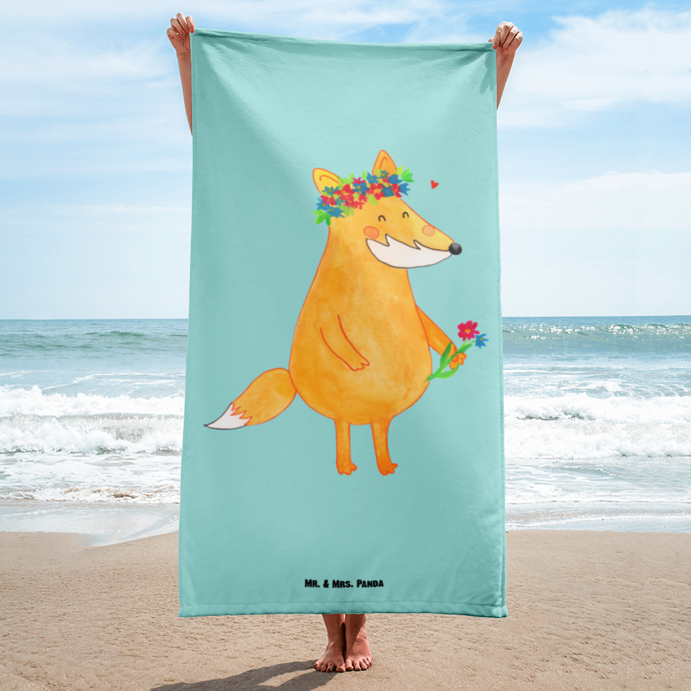 XL Badehandtuch Fuchs Blumenliebe Handtuch, Badetuch, Duschtuch, Strandtuch, Saunatuch, Fuchs, Füchse, Fox, Liebe, Freundin, Fuchsmädchen, Blumenmädchen, Freundinnen, Liebesbeweis, Blume, Blumen, Motivation, Freude, ich, mich, Selbstliebe