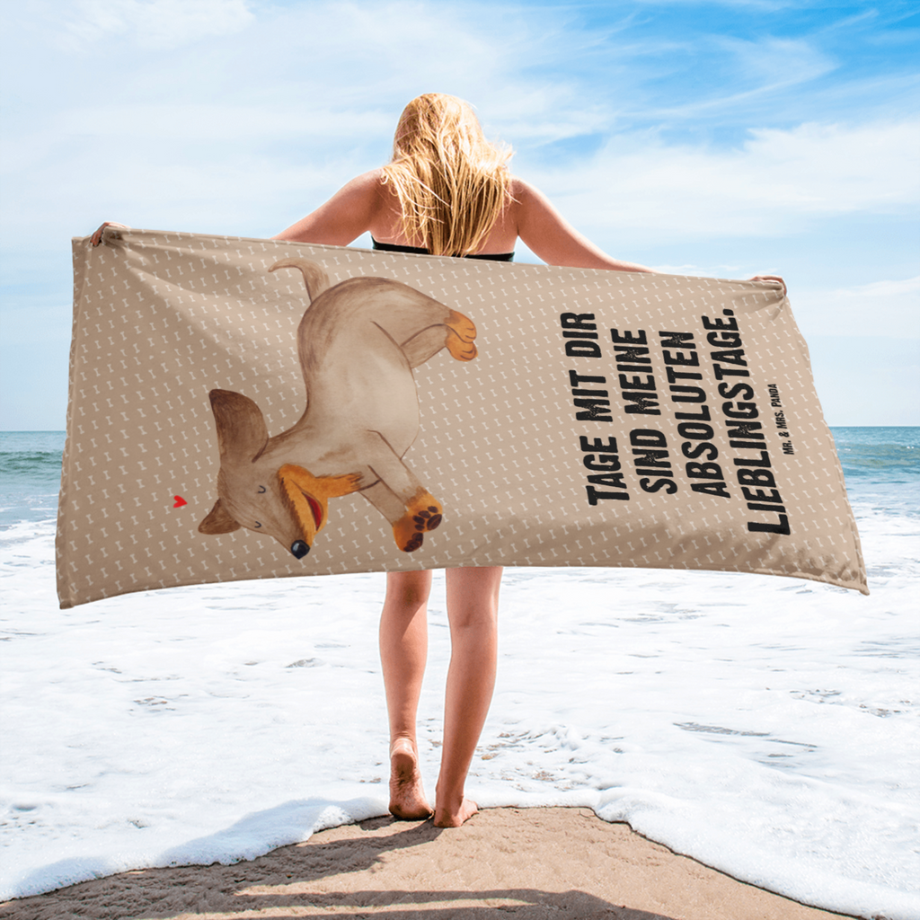 XL Badehandtuch Hund Dackel fröhlich Handtuch, Badetuch, Duschtuch, Strandtuch, Saunatuch, Hund, Hundemotiv, Haustier, Hunderasse, Tierliebhaber, Hundebesitzer, Sprüche, Hunde, Dackel, Dachshund, happy dog