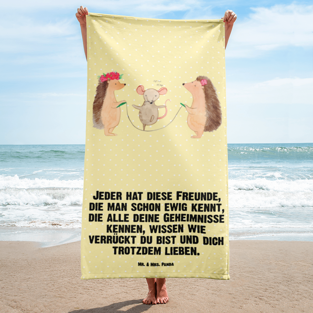 XL Badehandtuch Igel Seilhüpfen Handtuch, Badetuch, Duschtuch, Strandtuch, Saunatuch, Tiermotive, Gute Laune, lustige Sprüche, Tiere, Igel, Maus, Seilspringen, Seilhüpfen, Kinder, Kindergarten