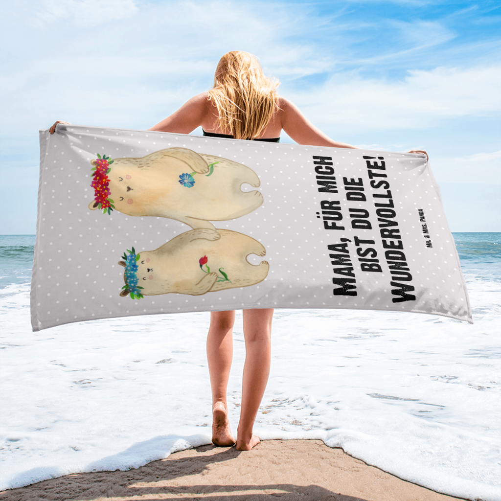 XL Badehandtuch Bären mit Blumenkranz Handtuch, Badetuch, Duschtuch, Strandtuch, Saunatuch, Familie, Vatertag, Muttertag, Bruder, Schwester, Mama, Papa, Oma, Opa, Bär, Bären, Mutter, Mutti, Mami, Lieblingsmensch, Lieblingsmama, beste Mutter, weltbeste Mama, Geschenk Mama. Muttertag, Tochter, Kind, Kinder, Töchter, Family, Vorbild