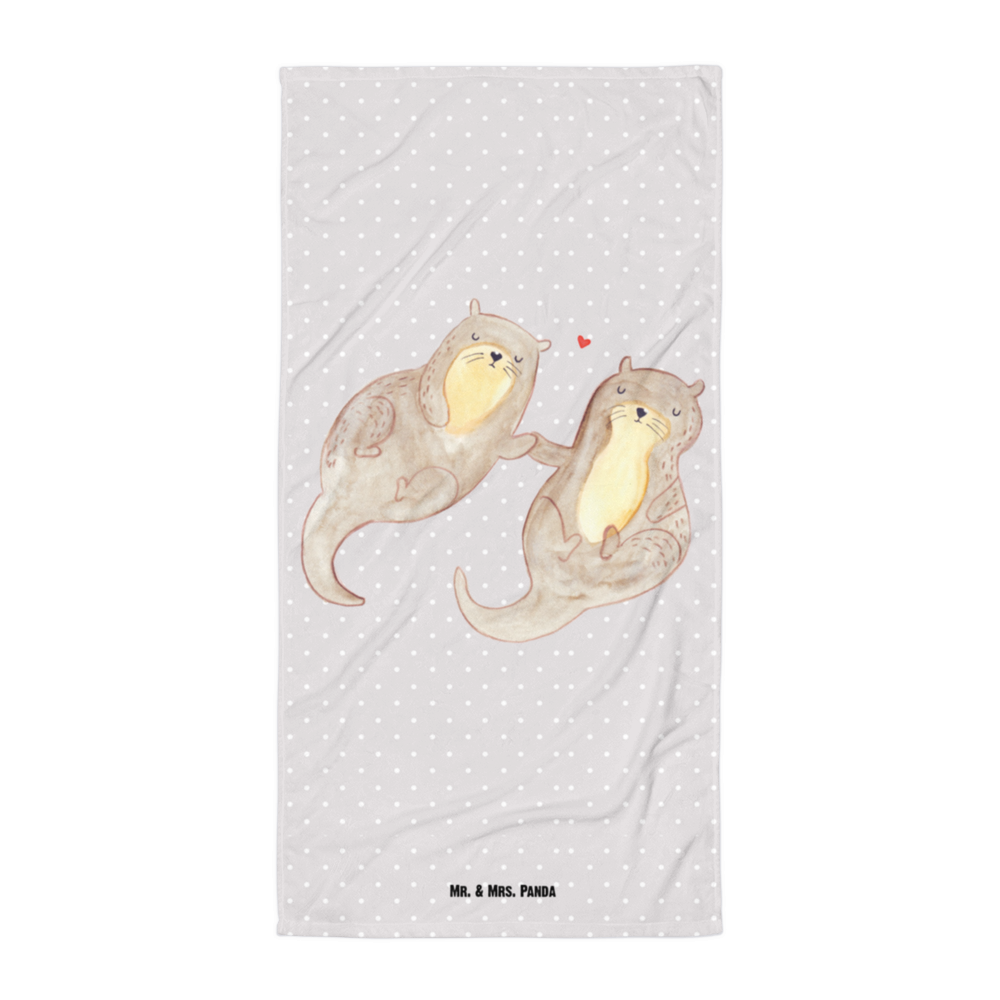 XL Badehandtuch Otter händchenhaltend Handtuch, Badetuch, Duschtuch, Strandtuch, Saunatuch, Otter, Fischotter, Seeotter, Otter Seeotter See Otter