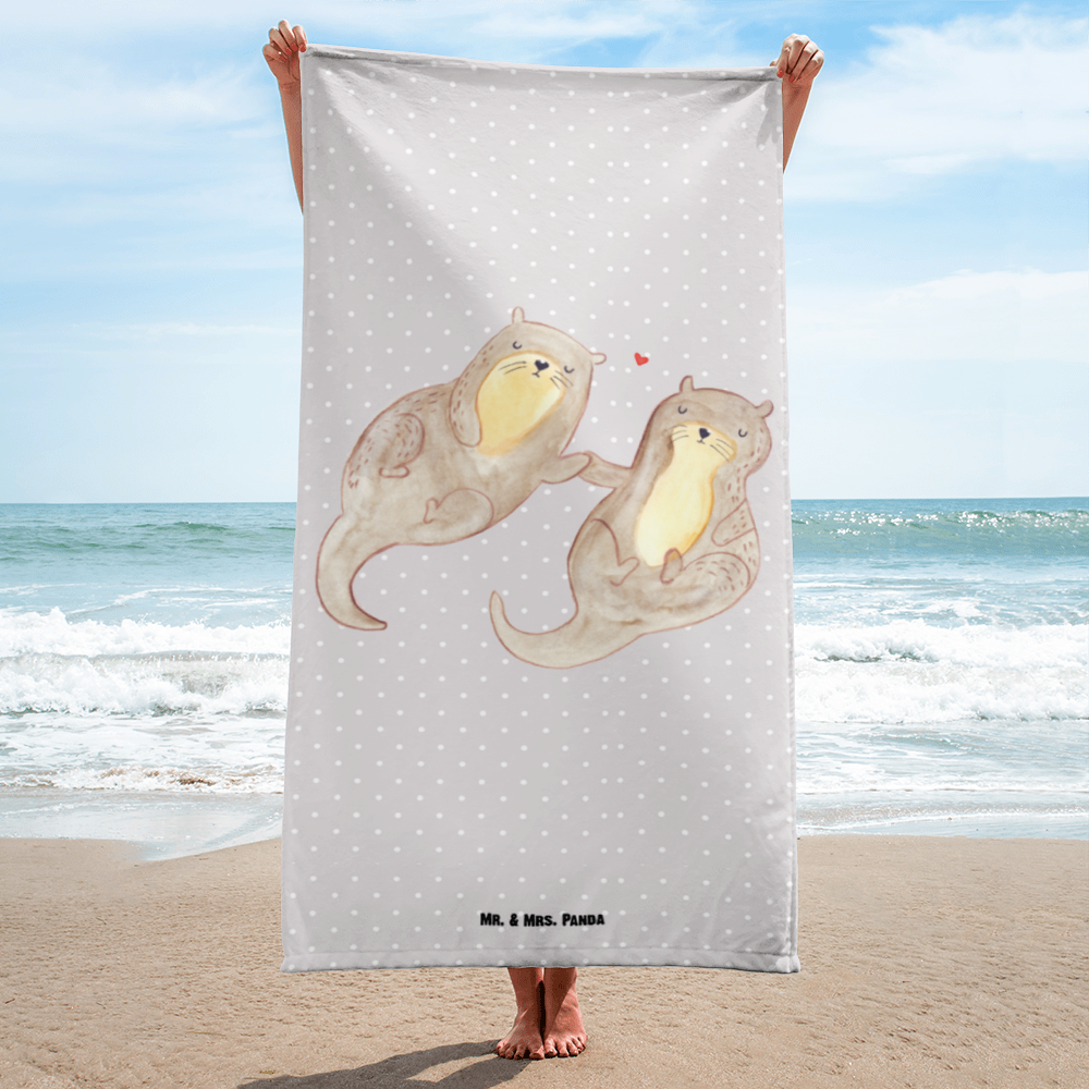 XL Badehandtuch Otter händchenhaltend Handtuch, Badetuch, Duschtuch, Strandtuch, Saunatuch, Otter, Fischotter, Seeotter, Otter Seeotter See Otter