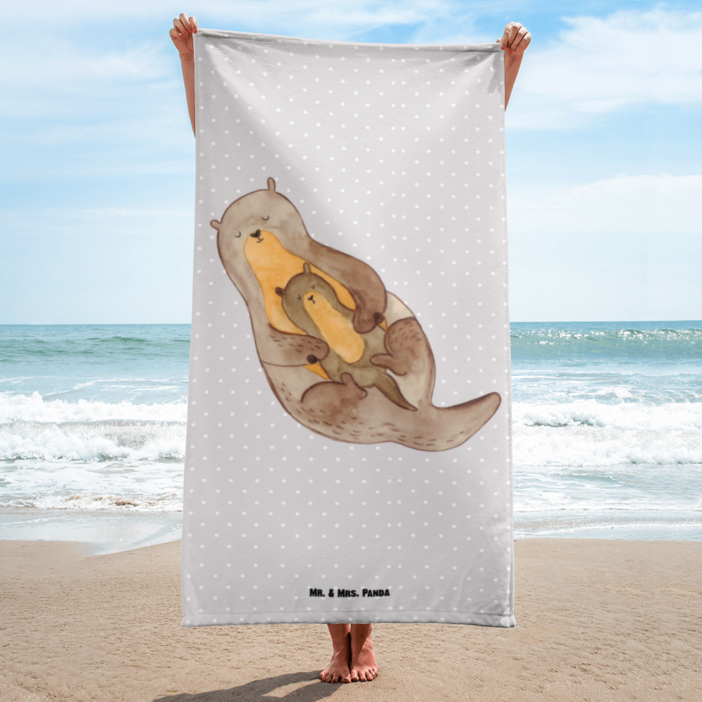 XL Badehandtuch Otter mit Kind Handtuch, Badetuch, Duschtuch, Strandtuch, Saunatuch, Otter, Fischotter, Seeotter, Otter Seeotter See Otter