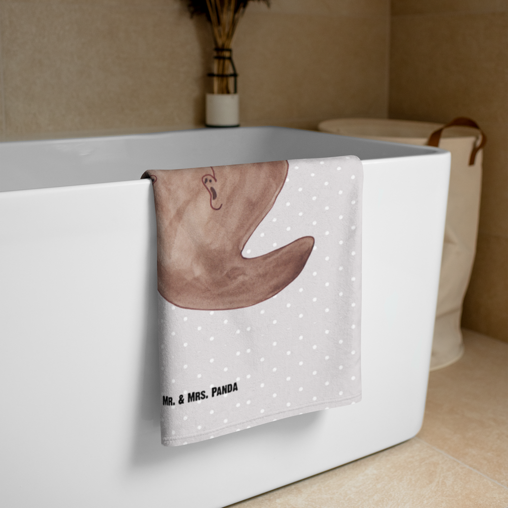 XL Badehandtuch Otter mit Muschelmedaillon Handtuch, Badetuch, Duschtuch, Strandtuch, Saunatuch, Otter, Fischotter, Seeotter, Otterliebe, grübeln, träumen, Motivation, Tagträumen, Büro