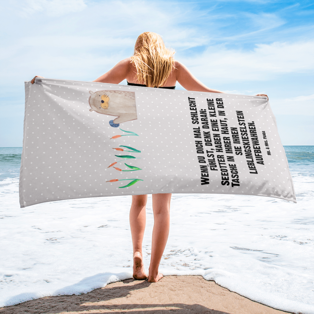 XL Badehandtuch Otter mit Stein Handtuch, Badetuch, Duschtuch, Strandtuch, Saunatuch, Otter, Fischotter, Seeotter, Otter Seeotter See Otter