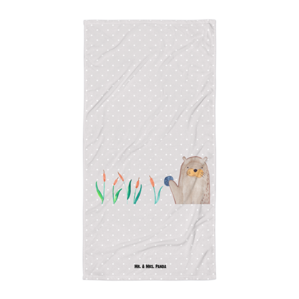 XL Badehandtuch Otter mit Stein Handtuch, Badetuch, Duschtuch, Strandtuch, Saunatuch, Otter, Fischotter, Seeotter, Otter Seeotter See Otter