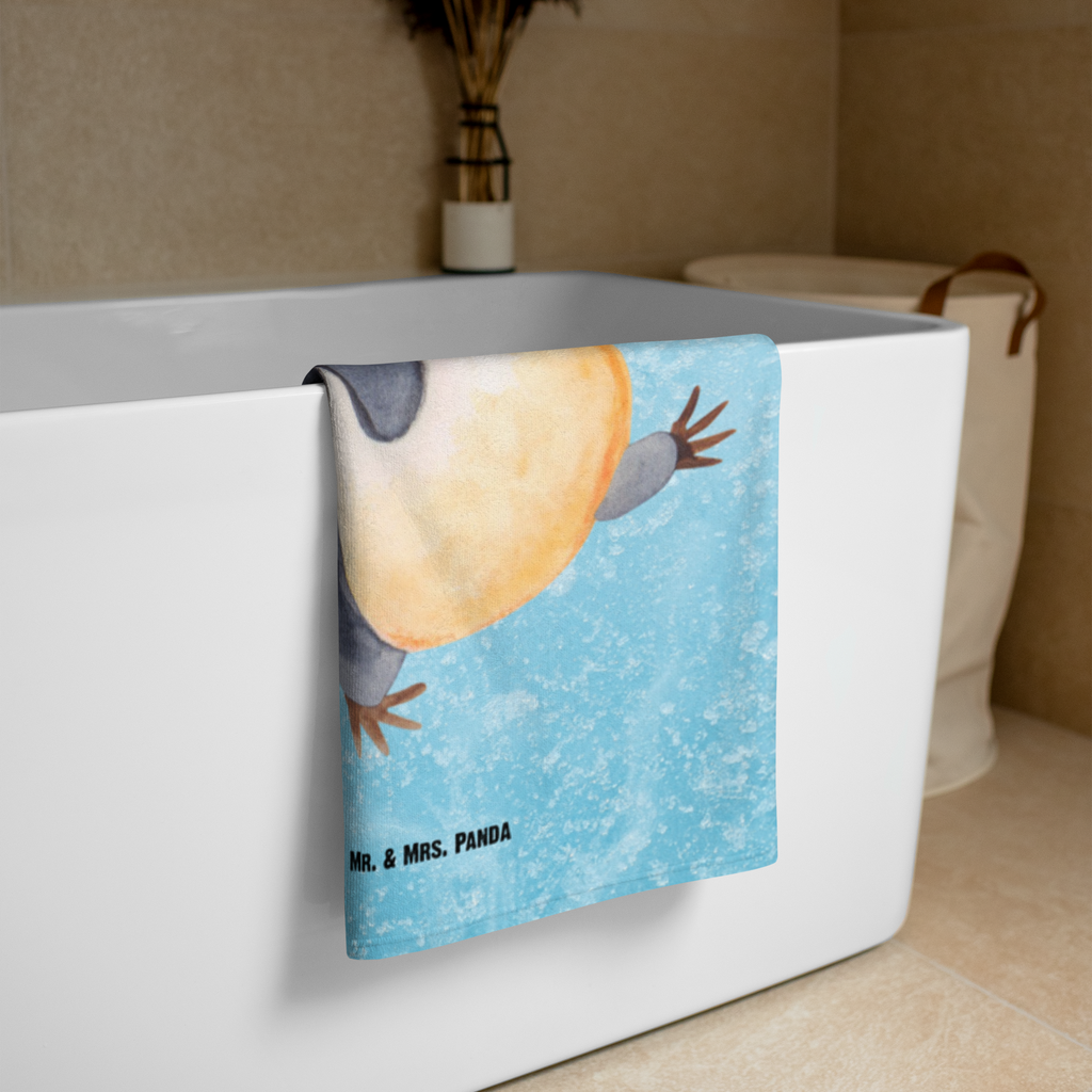 XL Badehandtuch Pinguin marschierend Handtuch, Badetuch, Duschtuch, Strandtuch, Saunatuch, Pinguin, Pinguine, Frühaufsteher, Langschläfer, Bruder, Schwester, Familie