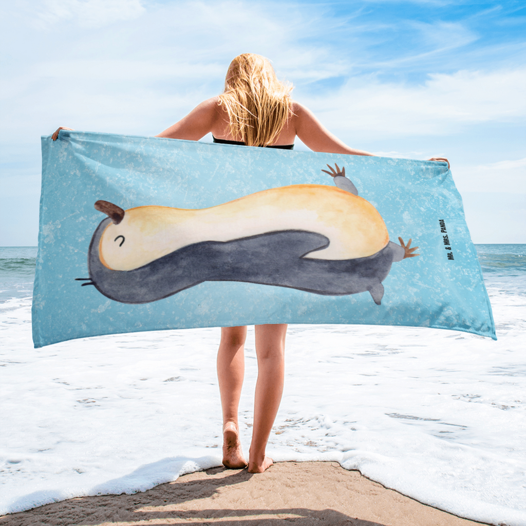 XL Badehandtuch Pinguin marschierend Handtuch, Badetuch, Duschtuch, Strandtuch, Saunatuch, Pinguin, Pinguine, Frühaufsteher, Langschläfer, Bruder, Schwester, Familie