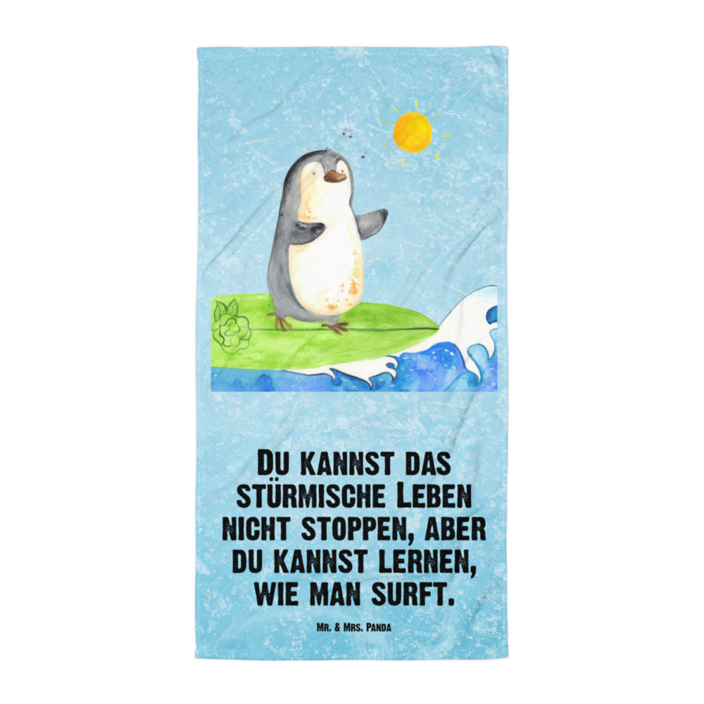 XL Badehandtuch Pinguin Surfer Handtuch, Badetuch, Duschtuch, Strandtuch, Saunatuch, Pinguin, Pinguine, surfen, Surfer, Hawaii, Urlaub, Wellen, Wellen reiten, Portugal