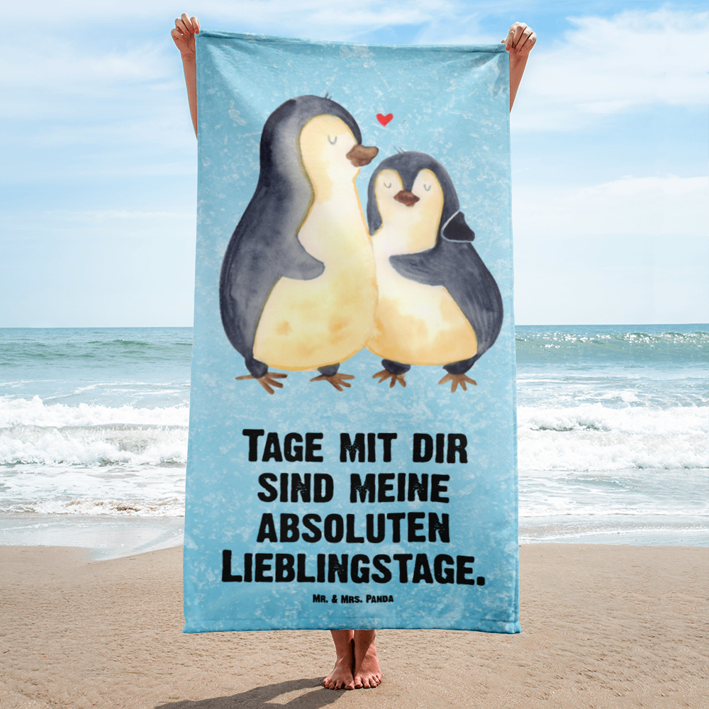 XL Badehandtuch Pinguin umarmend Handtuch, Badetuch, Duschtuch, Strandtuch, Saunatuch, Pinguin, Liebe, Liebespaar, Liebesbeweis, Liebesgeschenk, Verlobung, Jahrestag, Hochzeitstag, Hochzeit, Hochzeitsgeschenk