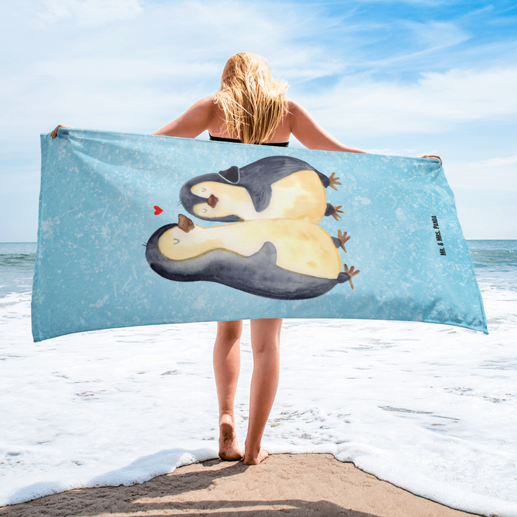 XL Badehandtuch Pinguin umarmend Handtuch, Badetuch, Duschtuch, Strandtuch, Saunatuch, Pinguin, Liebe, Liebespaar, Liebesbeweis, Liebesgeschenk, Verlobung, Jahrestag, Hochzeitstag, Hochzeit, Hochzeitsgeschenk