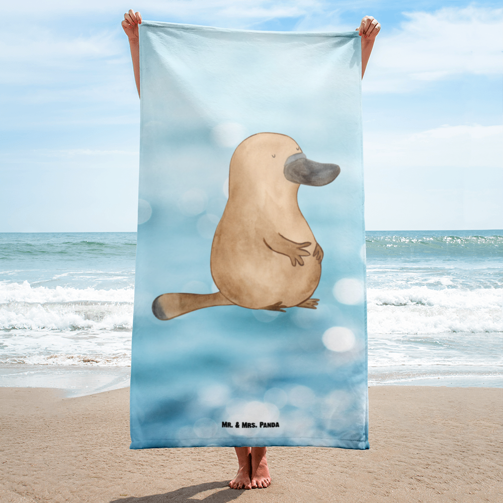 XL Badehandtuch Schnabeltier mutig Handtuch, Badetuch, Duschtuch, Strandtuch, Saunatuch, Meerestiere, Meer, Urlaub, Schnabeltier, Mut, mutig, Lebensweisheit, Schnabeltiere, Motivation, Training, Büro, Arbeit, Neuanfang, Neustart, Weltreise, Raodtrip