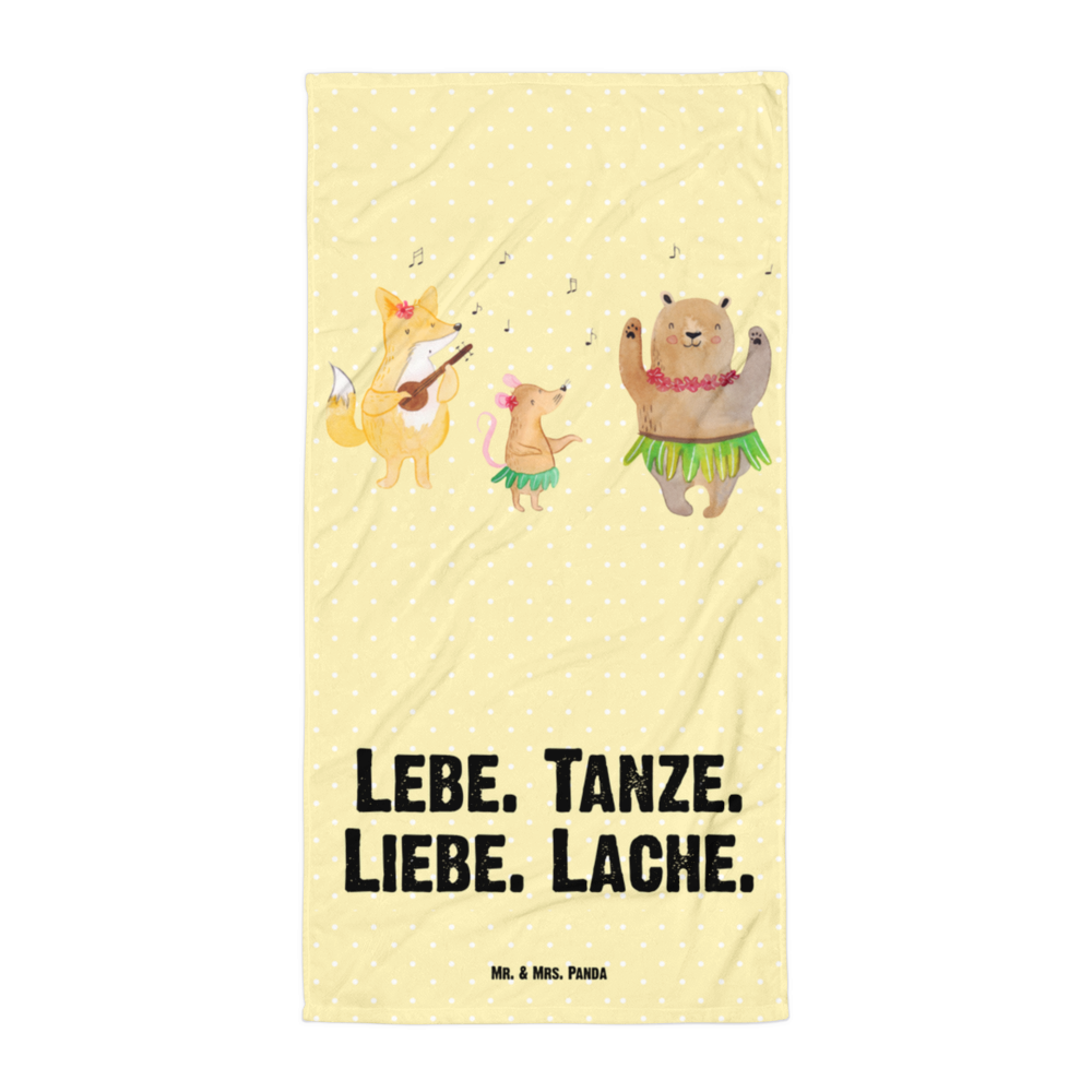 XL Badehandtuch Waldtiere Aloha Handtuch, Badetuch, Duschtuch, Strandtuch, Saunatuch, Tiermotive, Gute Laune, lustige Sprüche, Tiere, Wald, Waldtiere, Musik, Aloha, Bär, Hase, Igel, Tanzen, Leben, Lachen