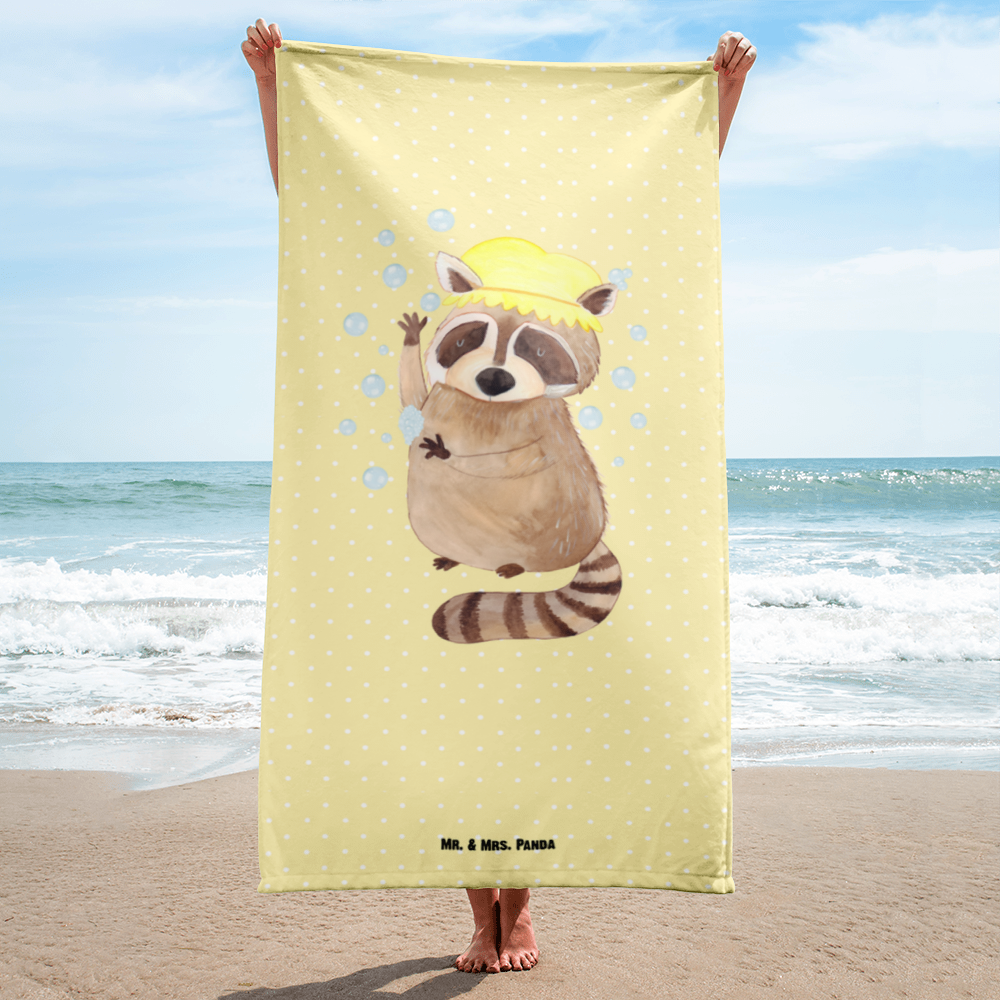 XL Badehandtuch Waschbär Handtuch, Badetuch, Duschtuch, Strandtuch, Saunatuch, Tiermotive, Gute Laune, lustige Sprüche, Tiere, Waschbär, Tagträumen, Plan, Fröhlich, waschen, Seifenblasen