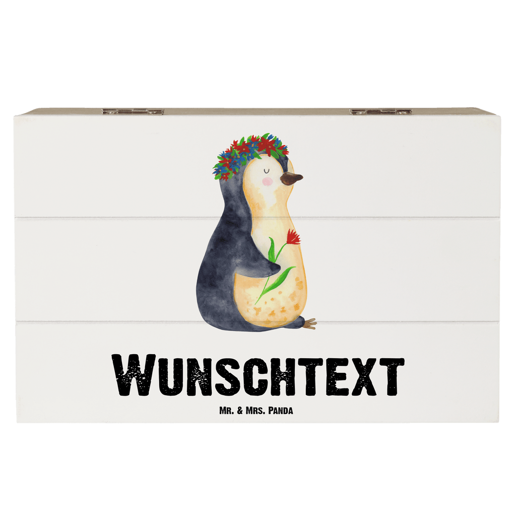 Personalisierte Holzkiste Pinguin Blumenkranz Holzkiste mit Namen, Kiste mit Namen, Schatzkiste mit Namen, Truhe mit Namen, Schatulle mit Namen, Erinnerungsbox mit Namen, Erinnerungskiste, mit Namen, Dekokiste mit Namen, Aufbewahrungsbox mit Namen, Holzkiste Personalisiert, Kiste Personalisiert, Schatzkiste Personalisiert, Truhe Personalisiert, Schatulle Personalisiert, Erinnerungsbox Personalisiert, Erinnerungskiste Personalisiert, Dekokiste Personalisiert, Aufbewahrungsbox Personalisiert, Pinguin, Pinguine, Blumenkranz, Universum, Leben, Wünsche, Ziele, Lebensziele, Motivation, Lebenslust, Liebeskummer, Geschenkidee