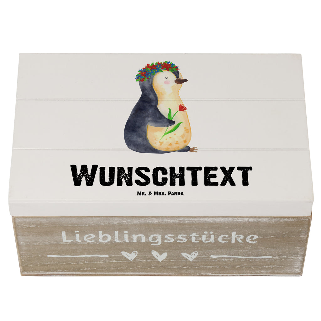 Personalisierte Holzkiste Pinguin Blumenkranz Holzkiste mit Namen, Kiste mit Namen, Schatzkiste mit Namen, Truhe mit Namen, Schatulle mit Namen, Erinnerungsbox mit Namen, Erinnerungskiste, mit Namen, Dekokiste mit Namen, Aufbewahrungsbox mit Namen, Holzkiste Personalisiert, Kiste Personalisiert, Schatzkiste Personalisiert, Truhe Personalisiert, Schatulle Personalisiert, Erinnerungsbox Personalisiert, Erinnerungskiste Personalisiert, Dekokiste Personalisiert, Aufbewahrungsbox Personalisiert, Pinguin, Pinguine, Blumenkranz, Universum, Leben, Wünsche, Ziele, Lebensziele, Motivation, Lebenslust, Liebeskummer, Geschenkidee
