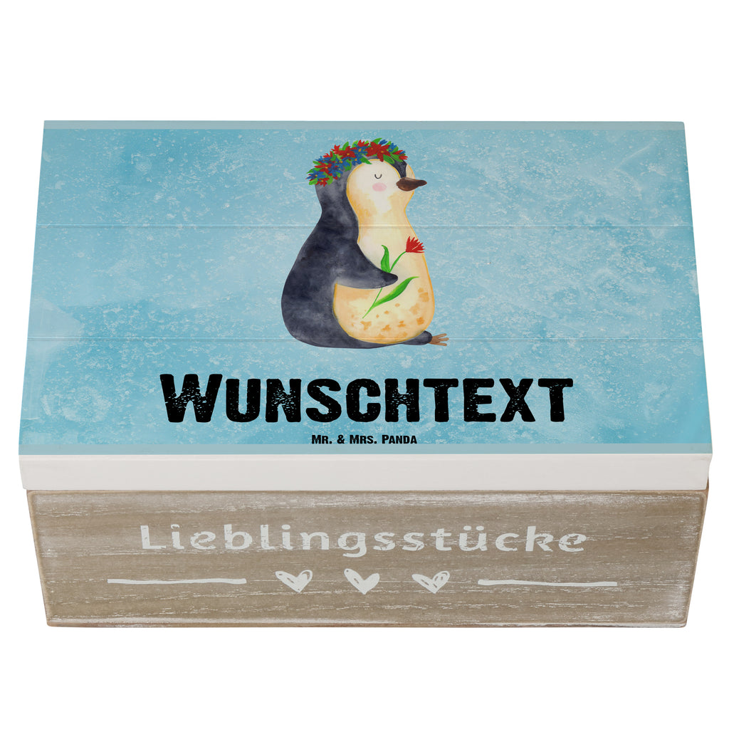 Personalisierte Holzkiste Pinguin Blumenkranz Holzkiste mit Namen, Kiste mit Namen, Schatzkiste mit Namen, Truhe mit Namen, Schatulle mit Namen, Erinnerungsbox mit Namen, Erinnerungskiste, mit Namen, Dekokiste mit Namen, Aufbewahrungsbox mit Namen, Holzkiste Personalisiert, Kiste Personalisiert, Schatzkiste Personalisiert, Truhe Personalisiert, Schatulle Personalisiert, Erinnerungsbox Personalisiert, Erinnerungskiste Personalisiert, Dekokiste Personalisiert, Aufbewahrungsbox Personalisiert, Pinguin, Pinguine, Blumenkranz, Universum, Leben, Wünsche, Ziele, Lebensziele, Motivation, Lebenslust, Liebeskummer, Geschenkidee