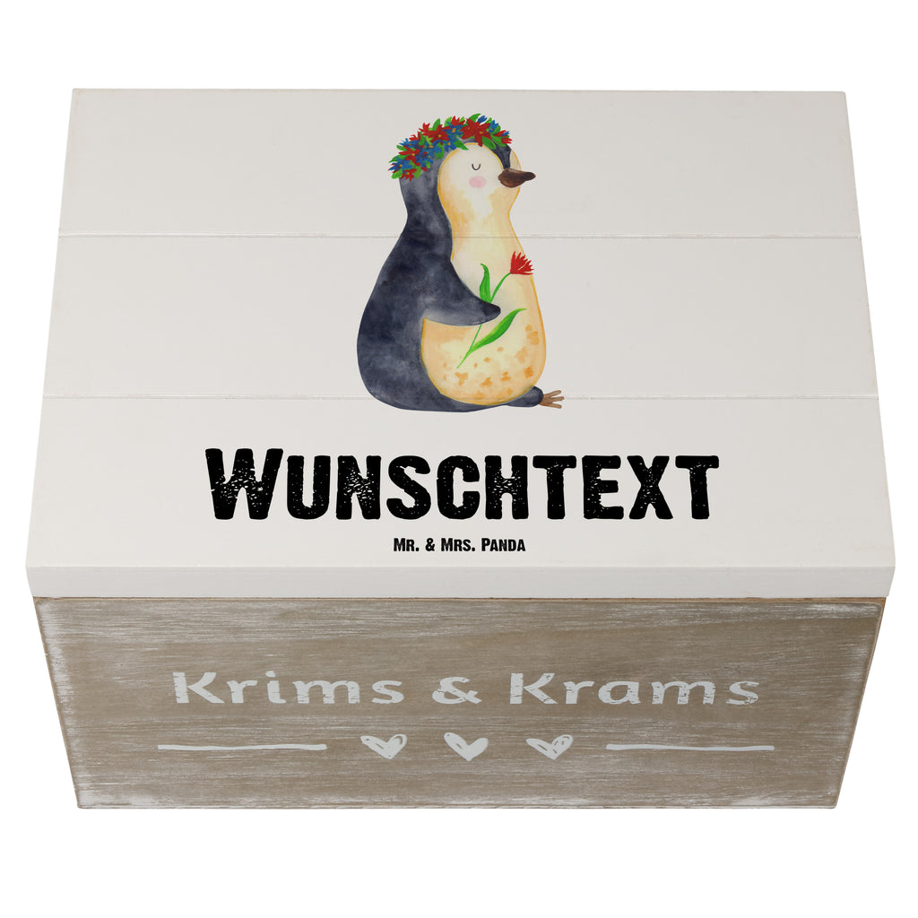 Personalisierte Holzkiste Pinguin Blumenkranz Holzkiste mit Namen, Kiste mit Namen, Schatzkiste mit Namen, Truhe mit Namen, Schatulle mit Namen, Erinnerungsbox mit Namen, Erinnerungskiste, mit Namen, Dekokiste mit Namen, Aufbewahrungsbox mit Namen, Holzkiste Personalisiert, Kiste Personalisiert, Schatzkiste Personalisiert, Truhe Personalisiert, Schatulle Personalisiert, Erinnerungsbox Personalisiert, Erinnerungskiste Personalisiert, Dekokiste Personalisiert, Aufbewahrungsbox Personalisiert, Pinguin, Pinguine, Blumenkranz, Universum, Leben, Wünsche, Ziele, Lebensziele, Motivation, Lebenslust, Liebeskummer, Geschenkidee