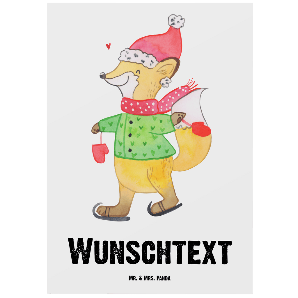 Personalisierte Postkarte Fuchs  Schlittschuhe Postkarte mit Namen, Postkarte bedrucken, Postkarte mit Wunschtext, Postkarte personalisierbar, Geschenkkarte mit Namen, Grußkarte mit Namen, Karte mit Namen, Einladung mit Namen, Ansichtskarte mit Namen, Geschenkkarte mit Wunschtext, Grußkarte mit Wunschtext, Karte mit Wunschtext, Einladung mit Wunschtext, Ansichtskarte mit Wunschtext, Winter, Weihnachten, Weihnachtsdeko, Nikolaus, Advent, Heiligabend, Wintermotiv, Weihnachtsmann, Weihnachtstage, Weihnachtsbaum, Tannenbaum, Weihnachtszeit