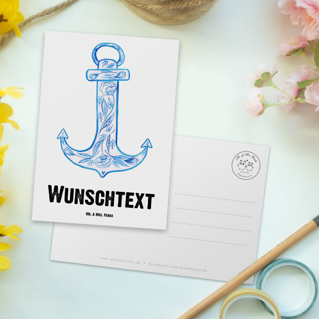 Personalisierte Postkarte Anker Blau Postkarte mit Namen, Postkarte bedrucken, Postkarte mit Wunschtext, Postkarte personalisierbar, Geschenkkarte mit Namen, Grußkarte mit Namen, Karte mit Namen, Einladung mit Namen, Ansichtskarte mit Namen, Geschenkkarte mit Wunschtext, Grußkarte mit Wunschtext, Karte mit Wunschtext, Einladung mit Wunschtext, Ansichtskarte mit Wunschtext, süße Tiermotive, gute Laune, lustige Sprüche, Tiere