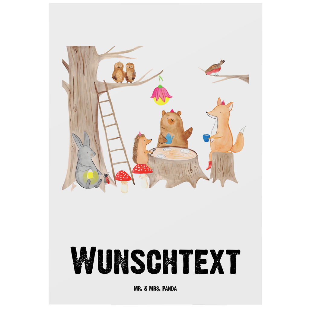 Personalisierte Postkarte Waldtiere Picknick Postkarte mit Namen, Postkarte bedrucken, Postkarte mit Wunschtext, Postkarte personalisierbar, Geschenkkarte mit Namen, Grußkarte mit Namen, Karte mit Namen, Einladung mit Namen, Ansichtskarte mit Namen, Geschenkkarte mit Wunschtext, Grußkarte mit Wunschtext, Karte mit Wunschtext, Einladung mit Wunschtext, Ansichtskarte mit Wunschtext, Tiermotive, Gute Laune, lustige Sprüche, Tiere, Waldtiere, Picknick, Wald, Fuchs, Hase, Igel, Maus, Eichhörnchen