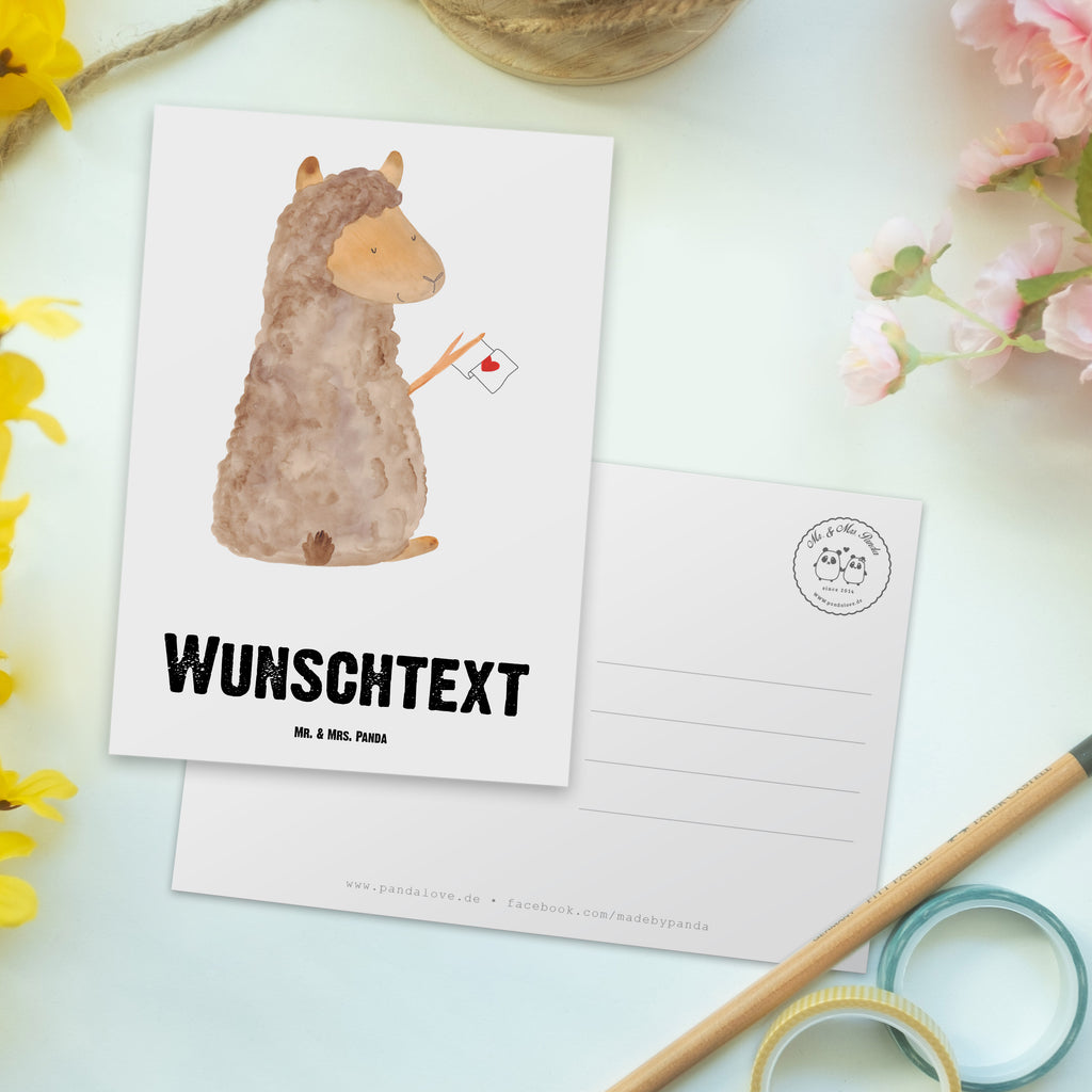 Personalisierte Postkarte Alpaka Fahne Postkarte mit Namen, Postkarte bedrucken, Postkarte mit Wunschtext, Postkarte personalisierbar, Geschenkkarte mit Namen, Grußkarte mit Namen, Karte mit Namen, Einladung mit Namen, Ansichtskarte mit Namen, Geschenkkarte mit Wunschtext, Grußkarte mit Wunschtext, Karte mit Wunschtext, Einladung mit Wunschtext, Ansichtskarte mit Wunschtext, Alpaka, Lama, Alpakas, Lamas, Liebe