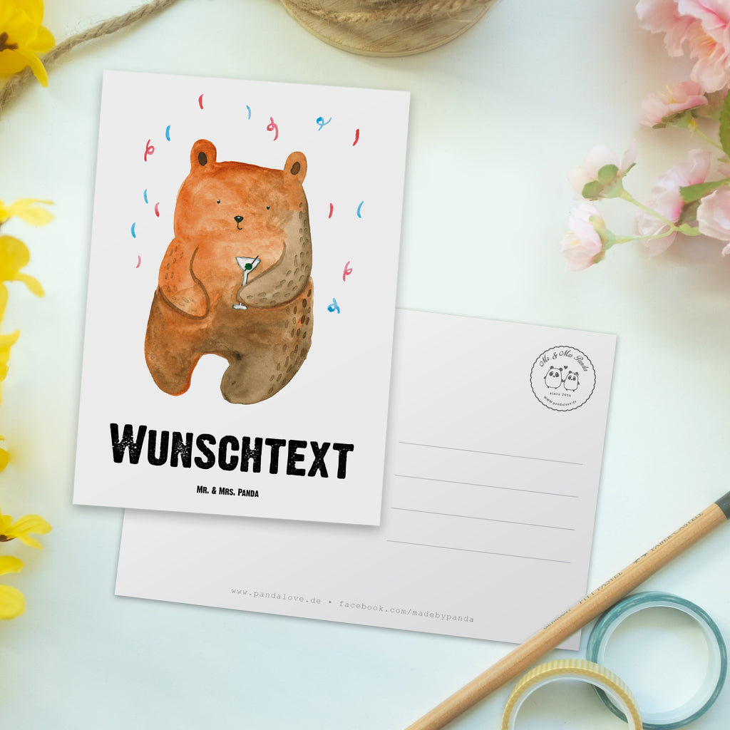 Personalisierte Postkarte Bär Party Postkarte mit Namen, Postkarte bedrucken, Postkarte mit Wunschtext, Postkarte personalisierbar, Geschenkkarte mit Namen, Grußkarte mit Namen, Karte mit Namen, Einladung mit Namen, Ansichtskarte mit Namen, Geschenkkarte mit Wunschtext, Grußkarte mit Wunschtext, Karte mit Wunschtext, Einladung mit Wunschtext, Ansichtskarte mit Wunschtext, Bär, Teddy, Teddybär, Geburtstag, Geburtstagsgeschenk, Geschenk, Party, Feiern, Abfeiern, Mitbringsel, Gute Laune, Lustig