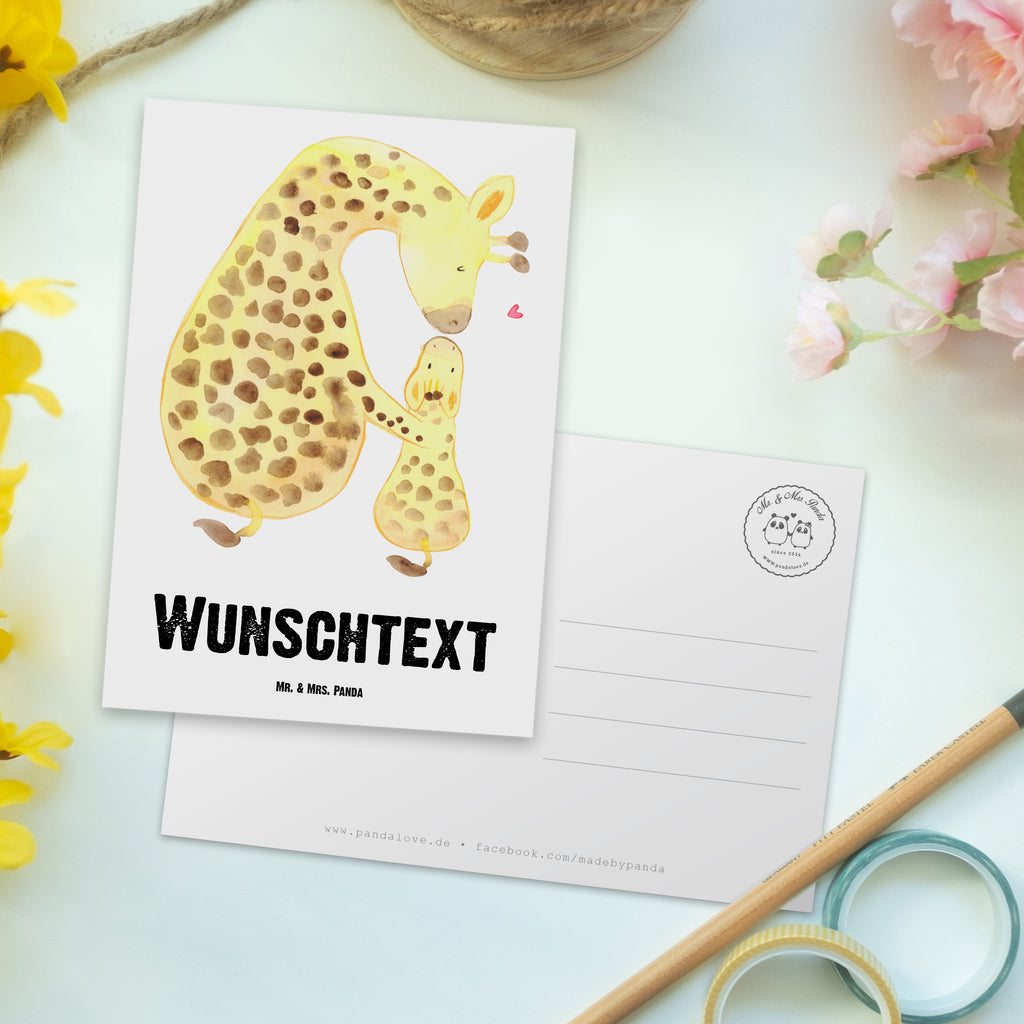 Personalisierte Postkarte Giraffe mit Kind Postkarte mit Namen, Postkarte bedrucken, Postkarte mit Wunschtext, Postkarte personalisierbar, Geschenkkarte mit Namen, Grußkarte mit Namen, Karte mit Namen, Einladung mit Namen, Ansichtskarte mit Namen, Geschenkkarte mit Wunschtext, Grußkarte mit Wunschtext, Karte mit Wunschtext, Einladung mit Wunschtext, Ansichtskarte mit Wunschtext, Afrika, Wildtiere, Giraffe, Kind, Mutter, Mama, Tochter, Sohn, Lieblingsmensch