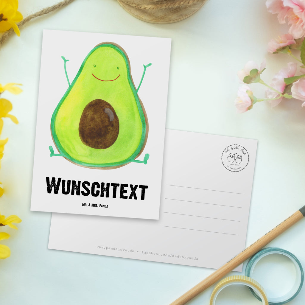 Personalisierte Postkarte Avocado Happy Postkarte mit Namen, Postkarte bedrucken, Postkarte mit Wunschtext, Postkarte personalisierbar, Geschenkkarte mit Namen, Grußkarte mit Namen, Karte mit Namen, Einladung mit Namen, Ansichtskarte mit Namen, Geschenkkarte mit Wunschtext, Grußkarte mit Wunschtext, Karte mit Wunschtext, Einladung mit Wunschtext, Ansichtskarte mit Wunschtext, Avocado, Veggie, Vegan, Gesund, Chaos