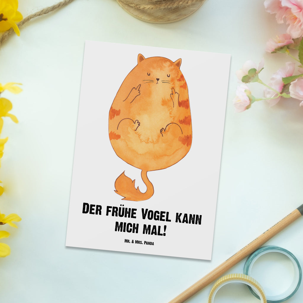 Personalisierte Postkarte Katze Frühaufsteher Postkarte mit Namen, Postkarte bedrucken, Postkarte mit Wunschtext, Postkarte personalisierbar, Geschenkkarte mit Namen, Grußkarte mit Namen, Karte mit Namen, Einladung mit Namen, Ansichtskarte mit Namen, Geschenkkarte mit Wunschtext, Grußkarte mit Wunschtext, Karte mit Wunschtext, Einladung mit Wunschtext, Ansichtskarte mit Wunschtext, Katze, Katzenmotiv, Katzenfan, Katzendeko, Katzenfreund, Katzenliebhaber, Katzenprodukte, Katzenartikel, Katzenaccessoires, Katzensouvenirs, Katzenliebhaberprodukte, Katzenmotive, Der frühe Vogel kann mich mal, Morgenmuffel, Frühaufsteher, Kaffee, Katzen, Kater, Mietze