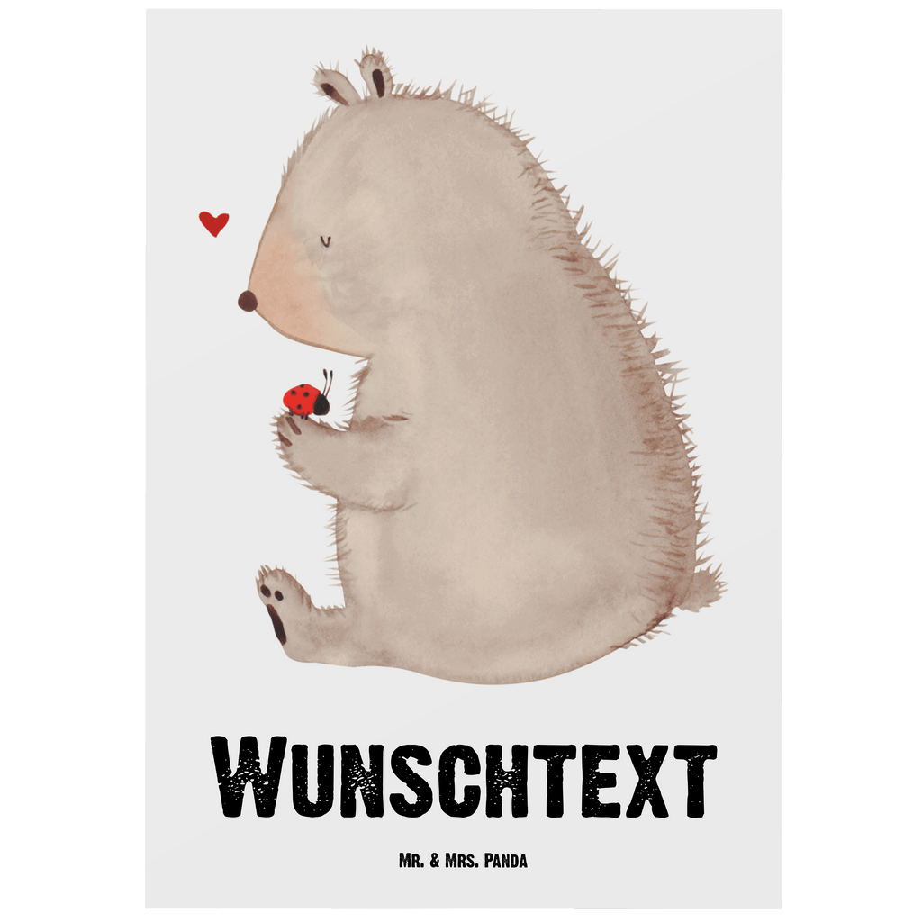 Personalisierte Postkarte Bär mit Marienkäfer Postkarte mit Namen, Postkarte bedrucken, Postkarte mit Wunschtext, Postkarte personalisierbar, Geschenkkarte mit Namen, Grußkarte mit Namen, Karte mit Namen, Einladung mit Namen, Ansichtskarte mit Namen, Geschenkkarte mit Wunschtext, Grußkarte mit Wunschtext, Karte mit Wunschtext, Einladung mit Wunschtext, Ansichtskarte mit Wunschtext, Bär, Teddy, Teddybär, Marienkäfer, Liebe, Freiheit, Motivation, Das Leben ist schön