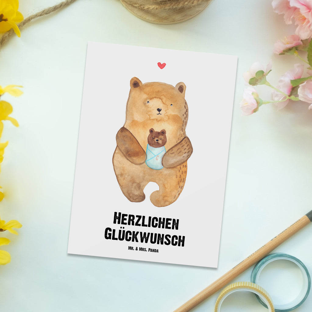 Personalisierte Postkarte Bär mit Baby Postkarte mit Namen, Postkarte bedrucken, Postkarte mit Wunschtext, Postkarte personalisierbar, Geschenkkarte mit Namen, Grußkarte mit Namen, Karte mit Namen, Einladung mit Namen, Ansichtskarte mit Namen, Geschenkkarte mit Wunschtext, Grußkarte mit Wunschtext, Karte mit Wunschtext, Einladung mit Wunschtext, Ansichtskarte mit Wunschtext, Bär, Teddy, Teddybär, Eltern, Mutter, Baby, Taufe, Geburt, Nichte, Neffe, Enkel, Enkelin, Täufling, Geburtstag, Glückwunsch