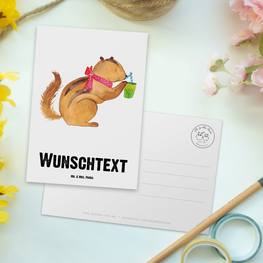 Personalisierte Postkarte Eichhörnchen Smoothie Postkarte mit Namen, Postkarte bedrucken, Postkarte mit Wunschtext, Postkarte personalisierbar, Geschenkkarte mit Namen, Grußkarte mit Namen, Karte mit Namen, Einladung mit Namen, Ansichtskarte mit Namen, Geschenkkarte mit Wunschtext, Grußkarte mit Wunschtext, Karte mit Wunschtext, Einladung mit Wunschtext, Ansichtskarte mit Wunschtext, süße Tiermotive, gute Laune, lustige Sprüche, Tiere, Green Smoothies, Diät, Abnehmen, Streifenhörnchen, Eichhörnchen