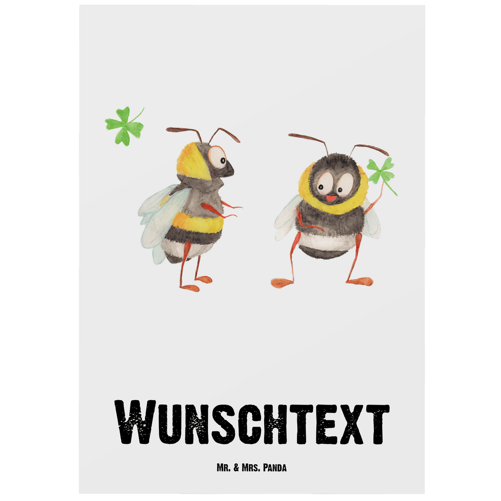 Personalisierte Postkarte Hummeln mit Kleeblatt Postkarte mit Namen, Postkarte bedrucken, Postkarte mit Wunschtext, Postkarte personalisierbar, Geschenkkarte mit Namen, Grußkarte mit Namen, Karte mit Namen, Einladung mit Namen, Ansichtskarte mit Namen, Geschenkkarte mit Wunschtext, Grußkarte mit Wunschtext, Karte mit Wunschtext, Einladung mit Wunschtext, Ansichtskarte mit Wunschtext, süße Tiermotive, gute Laune, lustige Sprüche, Tiere, Hummel, Biene, Spruch positiv, Biene Deko, Spruch schön, glücklich sein, glücklich werden, Spruch fröhlich