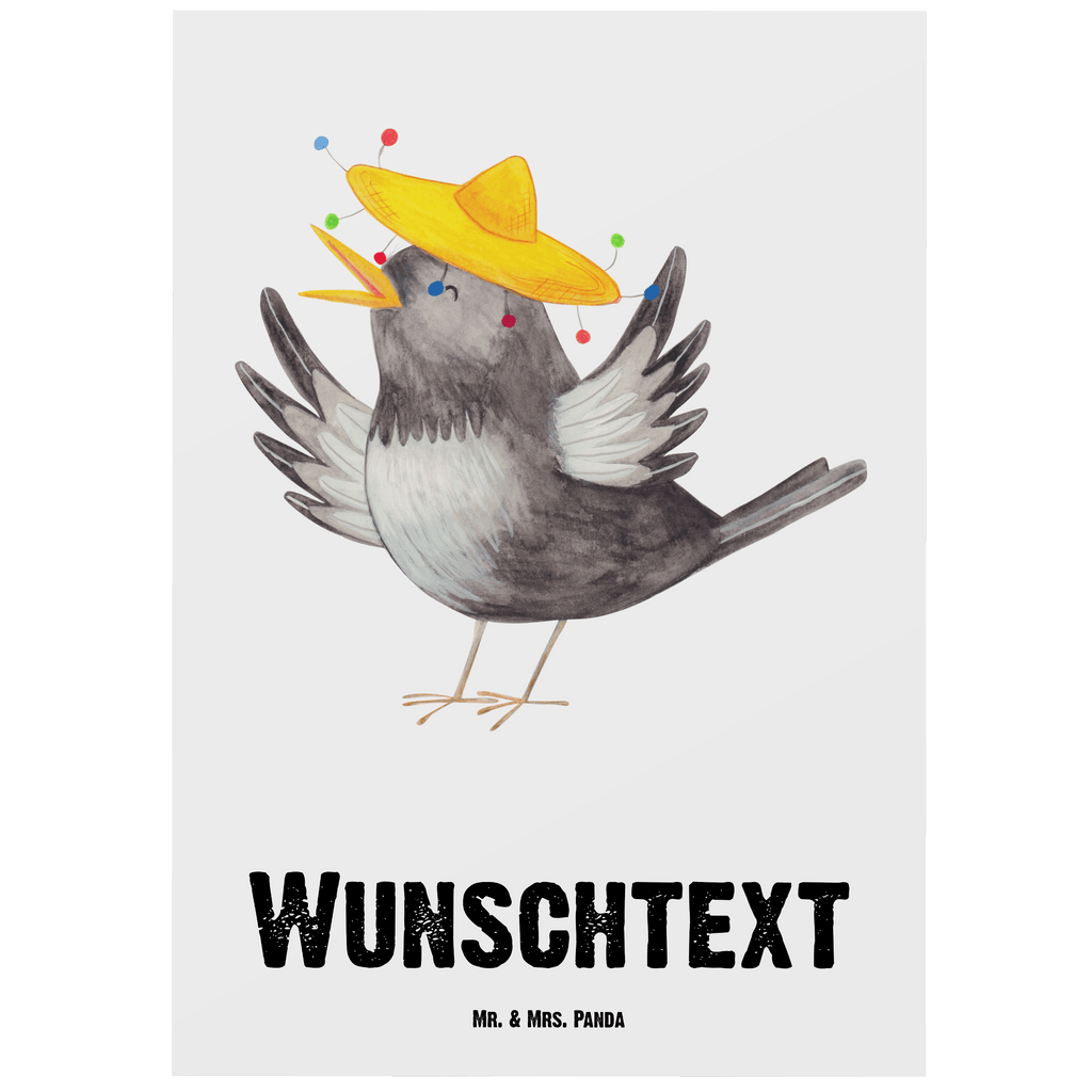 Personalisierte Postkarte Rabe mit Sombrero Postkarte mit Namen, Postkarte bedrucken, Postkarte mit Wunschtext, Postkarte personalisierbar, Geschenkkarte mit Namen, Grußkarte mit Namen, Karte mit Namen, Einladung mit Namen, Ansichtskarte mit Namen, Geschenkkarte mit Wunschtext, Grußkarte mit Wunschtext, Karte mit Wunschtext, Einladung mit Wunschtext, Ansichtskarte mit Wunschtext, süße Tiermotive, gute Laune, lustige Sprüche, Tiere, Rabe, Vogel, Vögel, Spruch positiv, fröhlich sein, glücklich sein, Glück Spruch, froh, Elster, Motivation