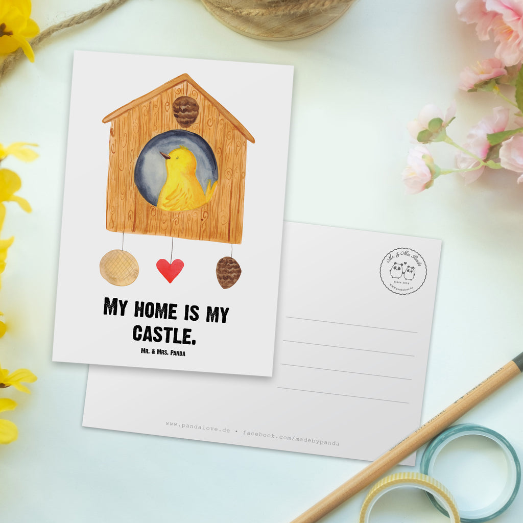 Personalisierte Postkarte Vogelhaus Postkarte mit Namen, Postkarte bedrucken, Postkarte mit Wunschtext, Postkarte personalisierbar, Geschenkkarte mit Namen, Grußkarte mit Namen, Karte mit Namen, Einladung mit Namen, Ansichtskarte mit Namen, Geschenkkarte mit Wunschtext, Grußkarte mit Wunschtext, Karte mit Wunschtext, Einladung mit Wunschtext, Ansichtskarte mit Wunschtext, süße Tiermotive, gute Laune, lustige Sprüche, Tiere, Vogel, Vögel, Vogelhaus, Vogelhäuschen, Home sweet home, Zuhause, Nest, Eigenheim, Familie, Wohnung, Haus, unser Haus, Lieblingsort, Castle