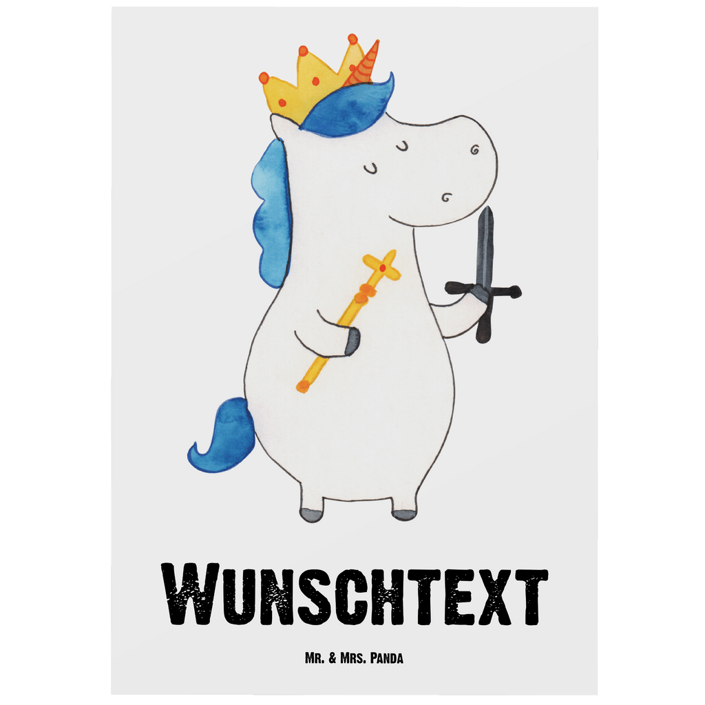 Personalisierte Postkarte Einhorn König mit Schwert Postkarte mit Namen, Postkarte bedrucken, Postkarte mit Wunschtext, Postkarte personalisierbar, Geschenkkarte mit Namen, Grußkarte mit Namen, Karte mit Namen, Einladung mit Namen, Ansichtskarte mit Namen, Geschenkkarte mit Wunschtext, Grußkarte mit Wunschtext, Karte mit Wunschtext, Einladung mit Wunschtext, Ansichtskarte mit Wunschtext, Einhorn, Einhörner, Einhorn Deko, Pegasus, Unicorn, König, Ritter, Mittelalter
