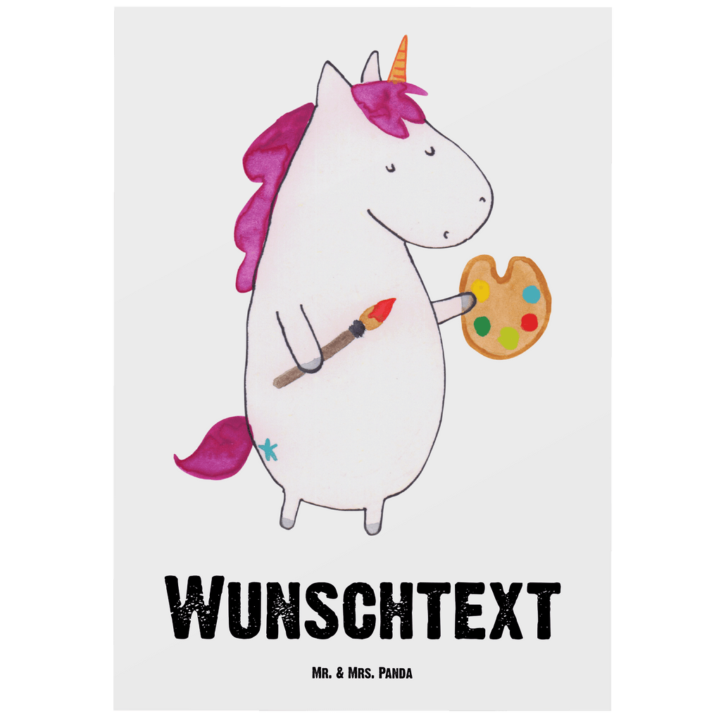 Personalisierte Postkarte Einhorn Künstler Postkarte mit Namen, Postkarte bedrucken, Postkarte mit Wunschtext, Postkarte personalisierbar, Geschenkkarte mit Namen, Grußkarte mit Namen, Karte mit Namen, Einladung mit Namen, Ansichtskarte mit Namen, Geschenkkarte mit Wunschtext, Grußkarte mit Wunschtext, Karte mit Wunschtext, Einladung mit Wunschtext, Ansichtskarte mit Wunschtext, Einhorn, Einhörner, Einhorn Deko, Pegasus, Unicorn, Englisch, Künstler, Artist, Malen, Zeichnen, Welt, Farbe, Stift, Pinsel, Geschenk, Maler