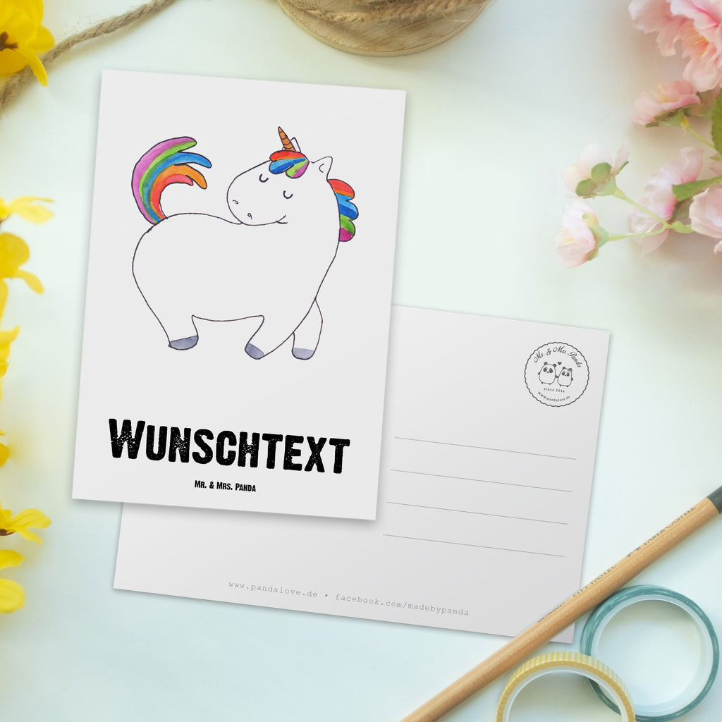Personalisierte Postkarte Einhorn stolzierend Postkarte mit Namen, Postkarte bedrucken, Postkarte mit Wunschtext, Postkarte personalisierbar, Geschenkkarte mit Namen, Grußkarte mit Namen, Karte mit Namen, Einladung mit Namen, Ansichtskarte mit Namen, Geschenkkarte mit Wunschtext, Grußkarte mit Wunschtext, Karte mit Wunschtext, Einladung mit Wunschtext, Ansichtskarte mit Wunschtext, Einhorn, Einhörner, Einhorn Deko, Pegasus, Unicorn, stolz, anders, bunt, Pferd, Reiter, Reiten, Freundin, Geschenk
