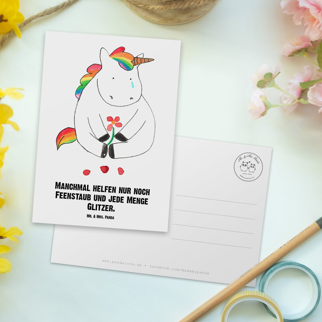 Personalisierte Postkarte Einhorn Traurig Postkarte mit Namen, Postkarte bedrucken, Postkarte mit Wunschtext, Postkarte personalisierbar, Geschenkkarte mit Namen, Grußkarte mit Namen, Karte mit Namen, Einladung mit Namen, Ansichtskarte mit Namen, Geschenkkarte mit Wunschtext, Grußkarte mit Wunschtext, Karte mit Wunschtext, Einladung mit Wunschtext, Ansichtskarte mit Wunschtext, Einhorn, Einhörner, Einhorn Deko, Pegasus, Unicorn, Glitzer, Trösten. Freundschaft, Freunde, Liebe, Trauer, Grußkarte, Blume