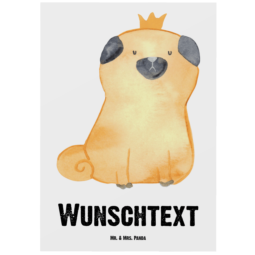 Personalisierte Postkarte Mops Krone Postkarte mit Namen, Postkarte bedrucken, Postkarte mit Wunschtext, Postkarte personalisierbar, Geschenkkarte mit Namen, Grußkarte mit Namen, Karte mit Namen, Einladung mit Namen, Ansichtskarte mit Namen, Geschenkkarte mit Wunschtext, Grußkarte mit Wunschtext, Karte mit Wunschtext, Einladung mit Wunschtext, Ansichtskarte mit Wunschtext, Hund, Hundemotiv, Haustier, Hunderasse, Tierliebhaber, Hundebesitzer, Sprüche, Mops, allergisch, kinderlos, Hausregel, Hundebesitzer. Spruch, lustig